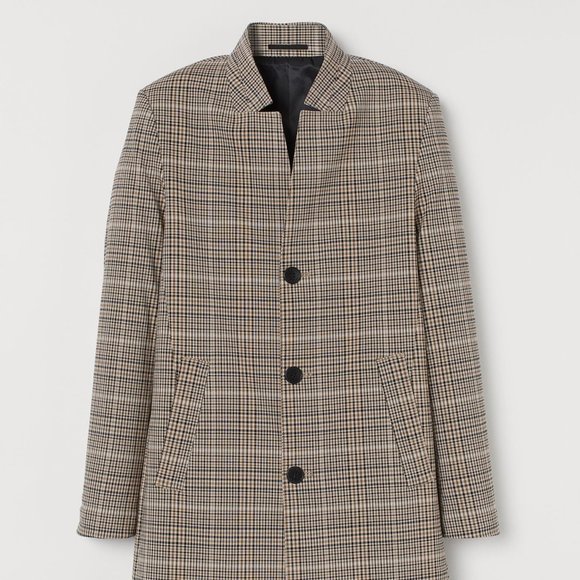 H&M Patterned Coat Beige/Plaid - Picture 4 of 5